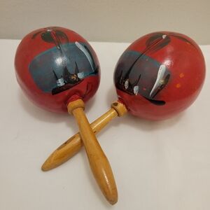 Red Hand-Painted Maracas